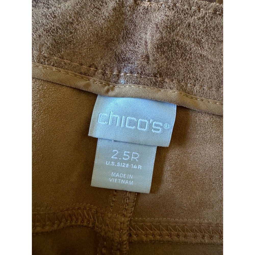 Chico's Womens Faux Leather Pants Tan Brown Size 2.5R 14 Western coastal Cowgirl - Picture 4 of 8